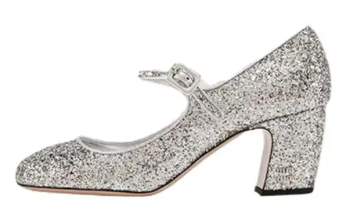 MIU MIU Chunky Heel Mary Jane Shoes Women's Silver