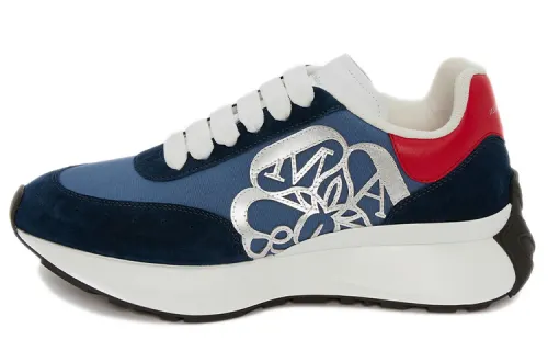 Alexander McQueen Alexander McQueen Sprint Runner Leather Platform Lace Up Low Top Sneakers Women's Blue