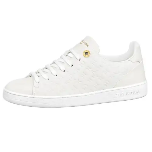 LOUIS VUITTON Frontrow Cow Leather Lace Up Low top Skateboard Shoes Women's White