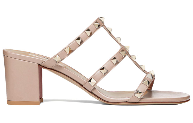 Женские сабо Valentino Rockstud Garavani (розовый) — фото 2