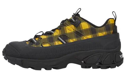Burberry Arthur Cow Leather Low top Sports Casual Shoes Men's Black Yellow