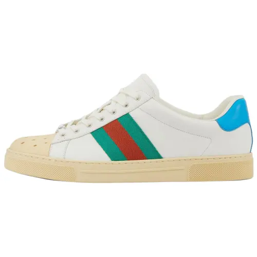 GUCCI ACE Leather Low top Skateboard Shoes Men's White