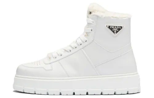 PRADA Triangle-logo High-top Leather Sneakers