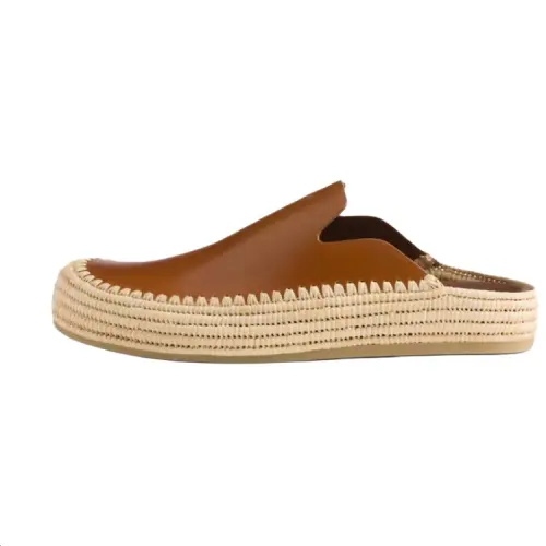 PRADA Rubber Sole Closed Toe Slippers Men's Brown