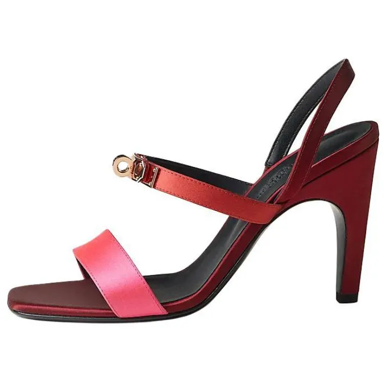 HERMES Glamour One Strap Sandals 9.5cm Women's Red