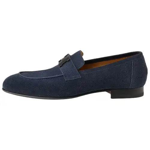 HERMES PARIS Calfskin Casual Shoes 1.7cm Men's Blue