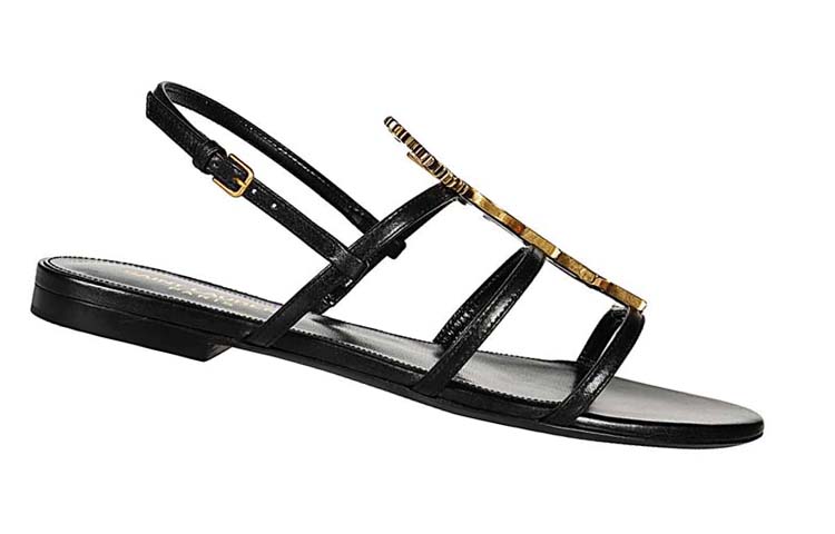 Женские сандалии Saint Laurent Logo Sandals (черные) — фото 3