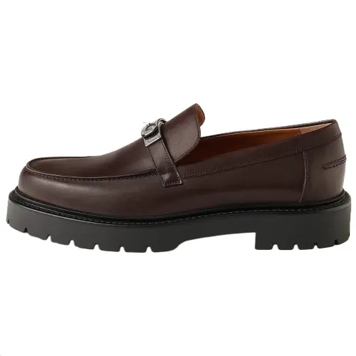 HERMES Icone Loafers 3cm Men's Burgundy