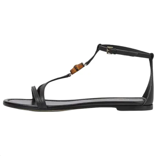 GUCCI Leather One Strap Sandals Women's Black