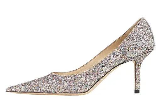 Jimmy Choo LOVE 65 Pointed Toe Slim Heel High Heels Women's Glitter Pink