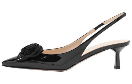 PRADA Patent Leather Slim Heel High Heels Women's Black