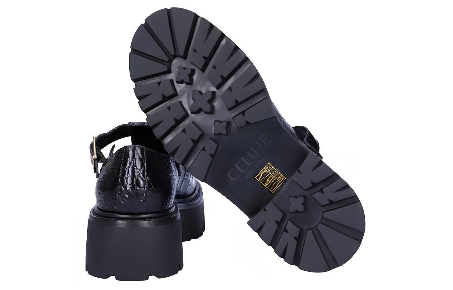 CELINE Triomphe Platform Shoes Women's Black
