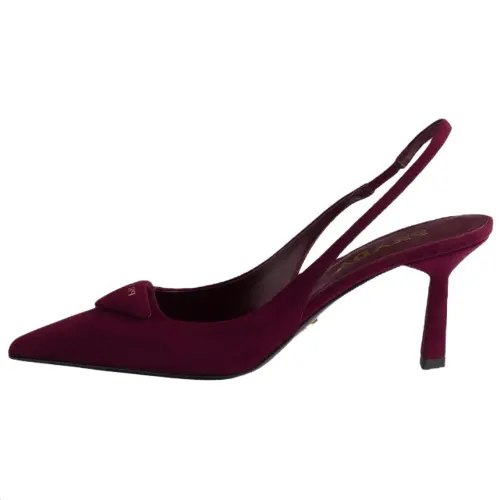 PRADA Slingback Slim Heel High Heels 7.5cm Women's Burgundy