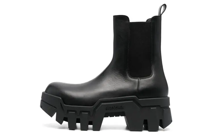 Balenciaga Chelsea Bulldozer 80mm Boots Black Matte Calkskin Men's