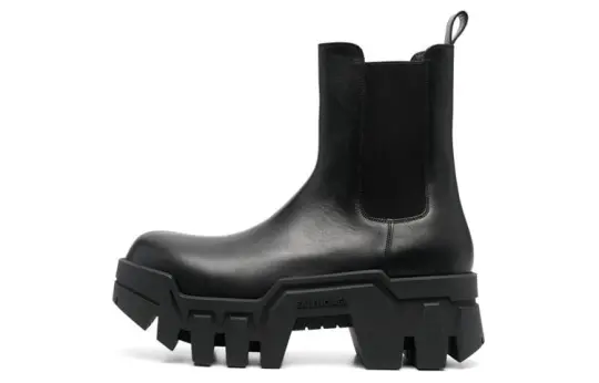 Balenciaga Chelsea Bulldozer 80mm Boots Black Matte Calkskin Men's