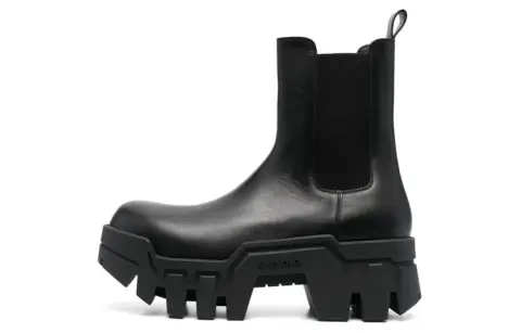 Balenciaga Chelsea Bulldozer 80mm Boots Black Matte Calkskin Men's