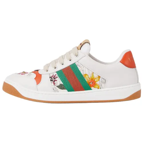 GUCCI Screener Canvas Low top Skateboard Shoes Women's White