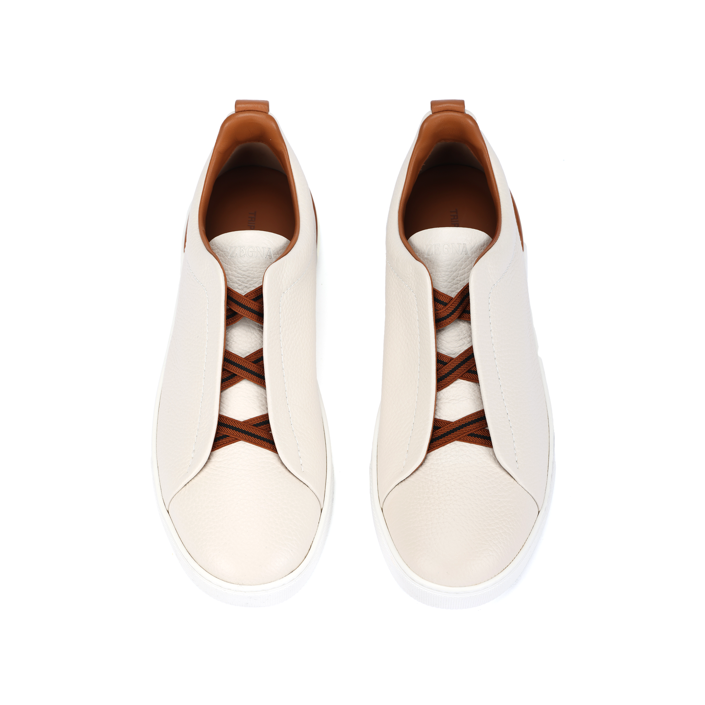 Zegna Deerskin Triple Stitch Off White/Brown