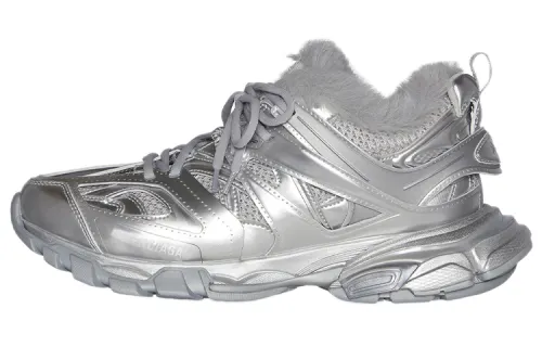 Balenciaga Track Faux Fur Silver