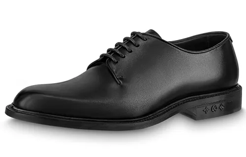 LOUIS VUITTON Fle Leather Dress Shoes Men's Black