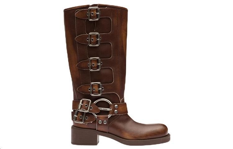 MIU MIU Buckle-detail Leather Boots