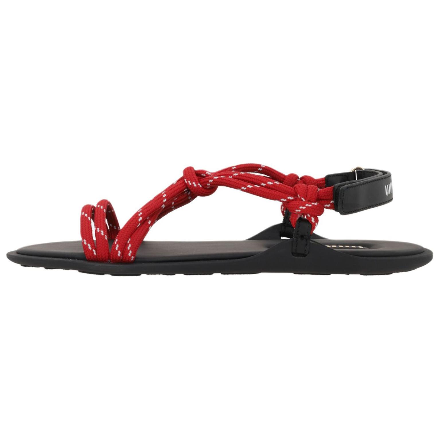MIU MIU Fabric One Strap Sandals Women's Red