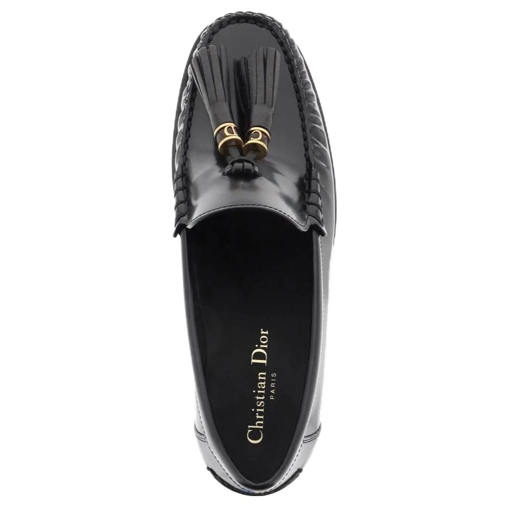DIOR Idylle Top Grain Cow Leather Casual Shoes Women's Black