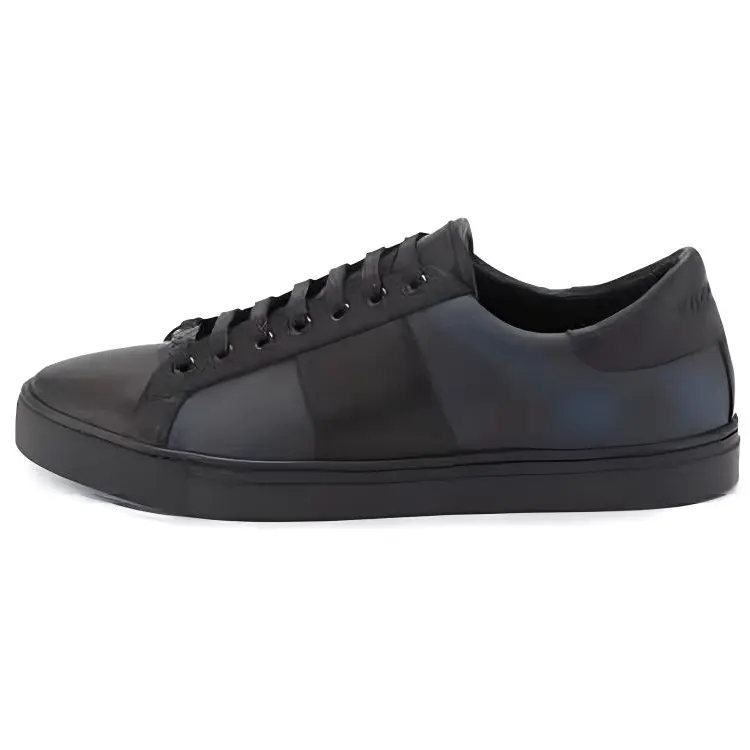 Burberry Ritson Leather Low top Skateboard Shoes Men's Dark Blue