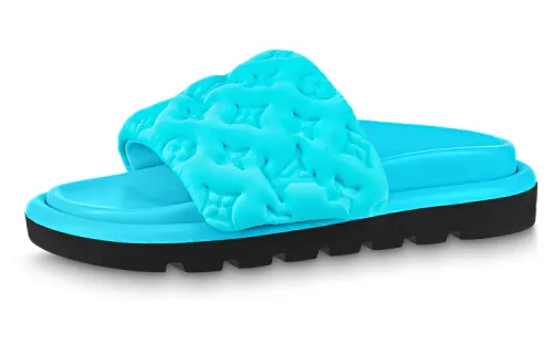LOUIS VUITTON Pool Pillow Comfort Quiet Slide Slippers Women's Blue