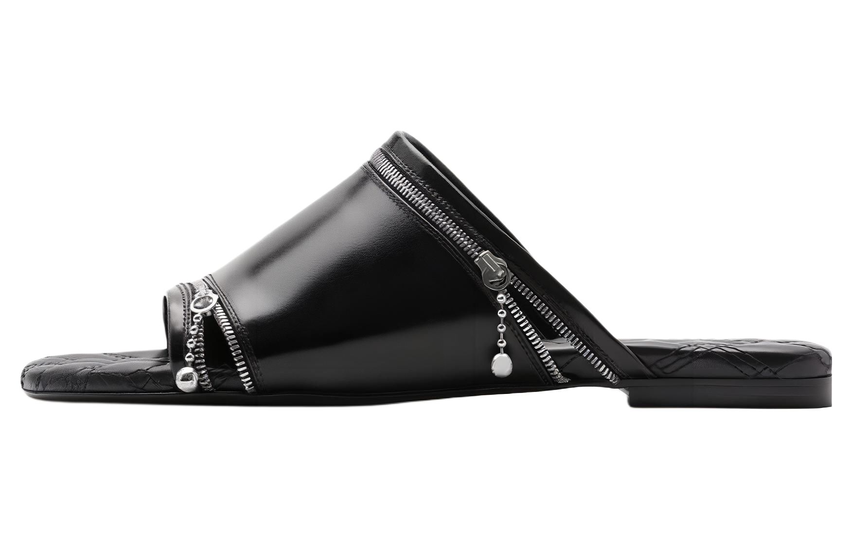 Burberry Decorative-zip Flat Leather Sandals