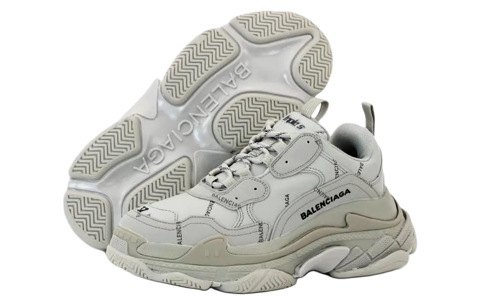 Мужские кроссовки Balenciaga Triple S Allover Logo (серые) — фото 5