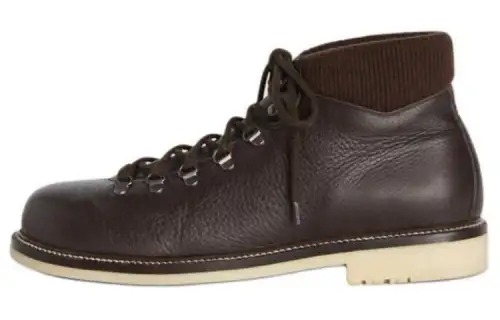 Loro Piana Laax Walk Leather Short Outdoor Boots Men's Dark Brown
