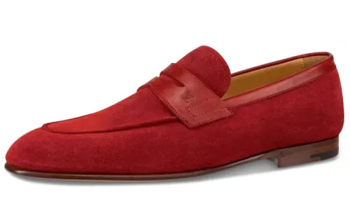 LOUIS VUITTON Saint Georges Top Grain Cow Leather Casual Shoes Women's Red