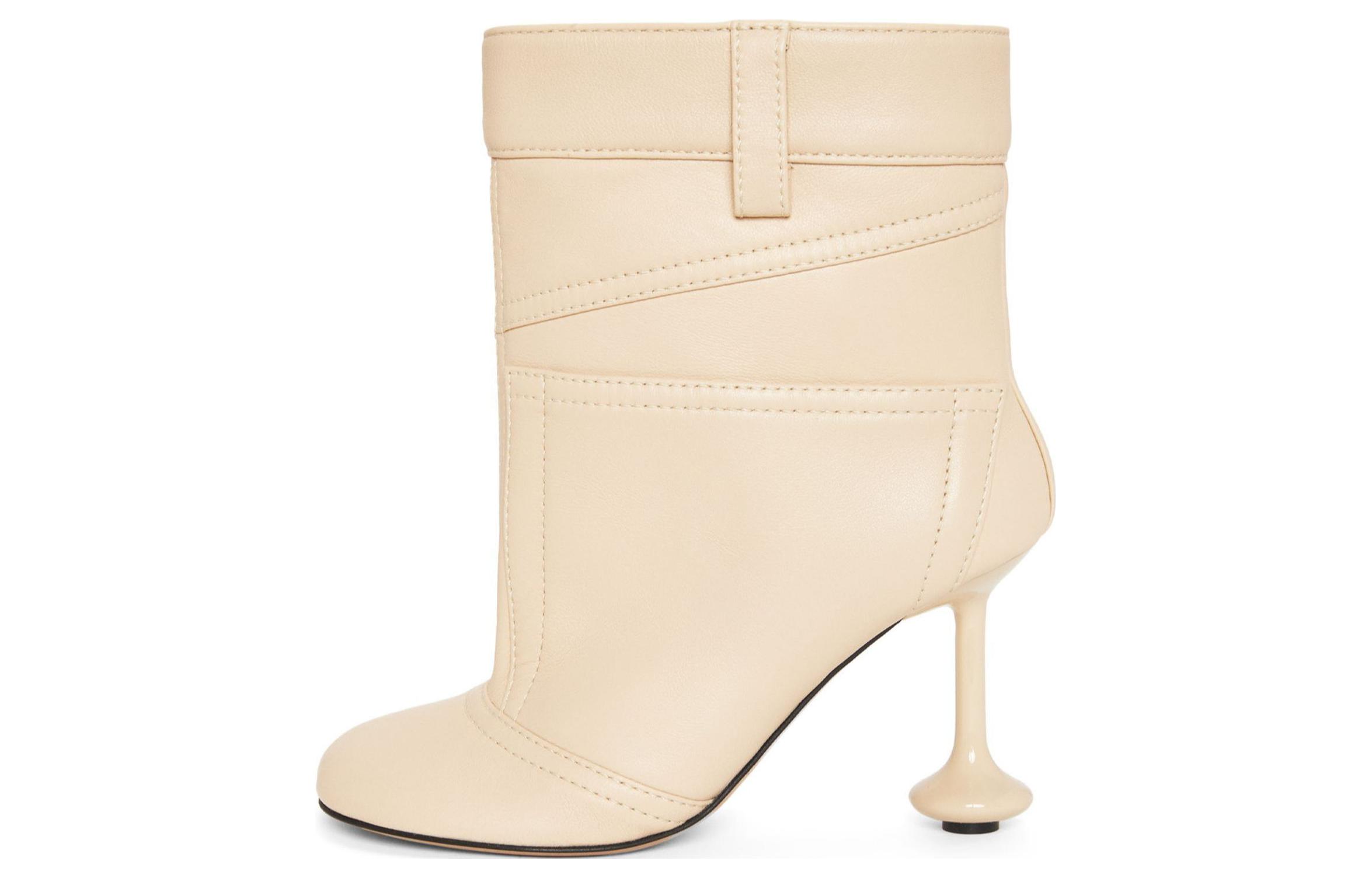 LOEWE Toy Panta Leather Ankle Boots 9cm Women's Oat Milk