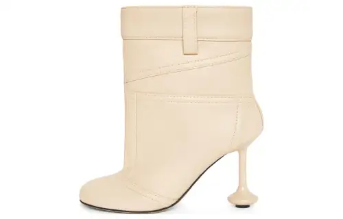 LOEWE Toy Panta Leather Ankle Boots 9cm Women's Oat Milk