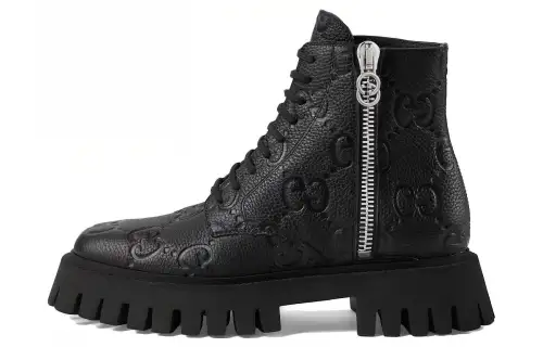 GUCCI GG Ankle Leather Boots