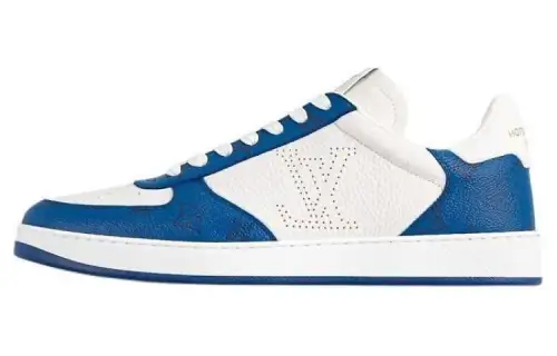 LOUIS VUITTON Rivoli Leather Low top Skateboard Shoes Men's Sea Blue