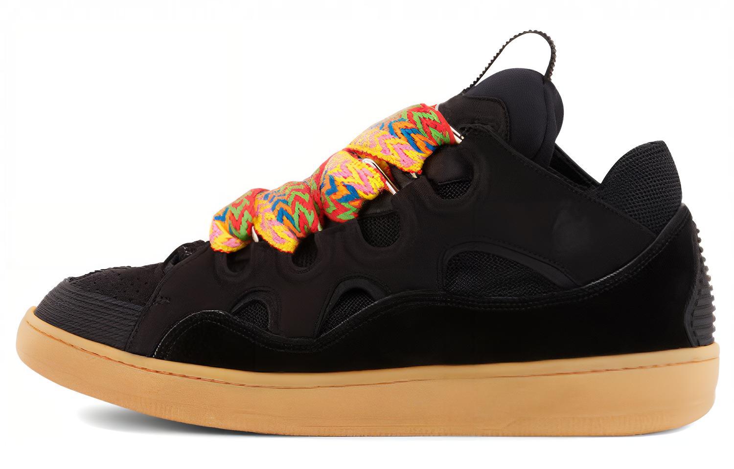 Lanvin Curb Low top Stylish Skateboarding Shoes Men's Black Yellow