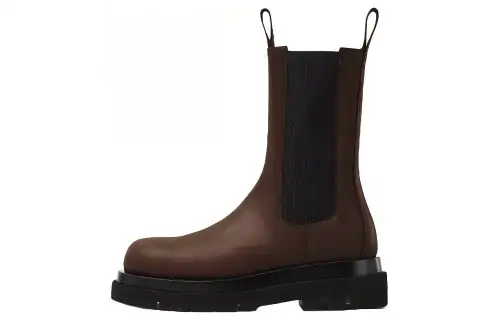 Bottega Veneta Lug Chelsea Short Chelsea Boots Women's Dark Umber
