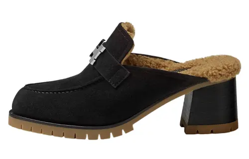 HERMES Flore Closed Toe Slippers Women's Black