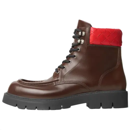 Bottega Veneta Haddock Calfskin Ankle Boots 4.5cm Men's Red Brown