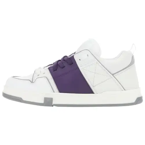 Valentino Open Garavani Skate Leather Low top Stylish Skateboarding Shoes Men's White Purple