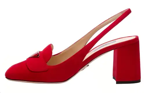 PRADA Leather Chunky Heel High Heels Women's Red