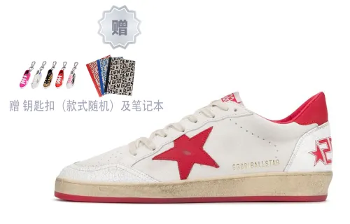 Golden Goose Ball Star Skateboard Shoes Men's Low Top White/Red