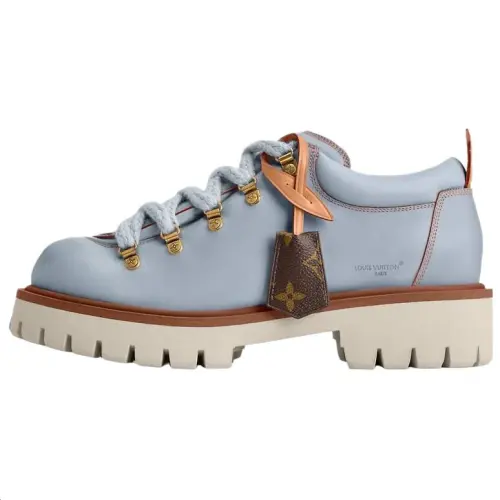 LOUIS VUITTON Nigo Collaboration REMIX FW25 Cow Leather Casual Shoes Men's Gray Blue