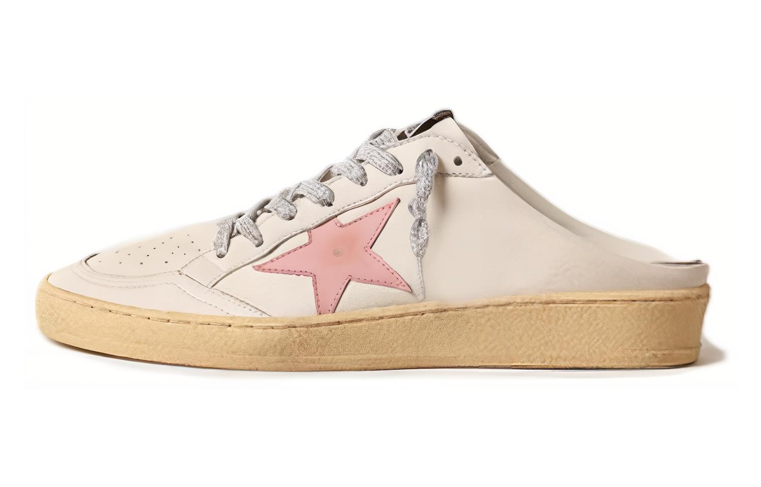 Женские сабо Golden Goose Ball Star (бело-розовые)