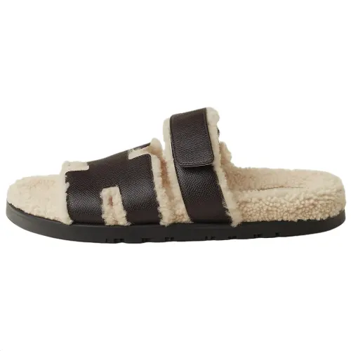 HERMES Chypre Slide Slippers Men's Ebony Brown