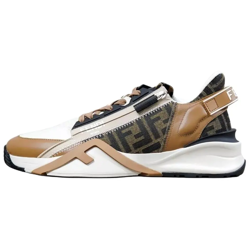FENDI Flow Ff Jacquard Lace Up Sneakers