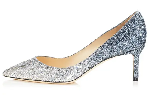 Jimmy Choo Romy Leather Slim Heel High Heels Women's Silver Blue Gradient