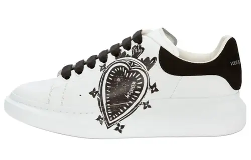 Alexander McQueen Cow Leather Low top Stylish Skateboarding Shoes Men's White